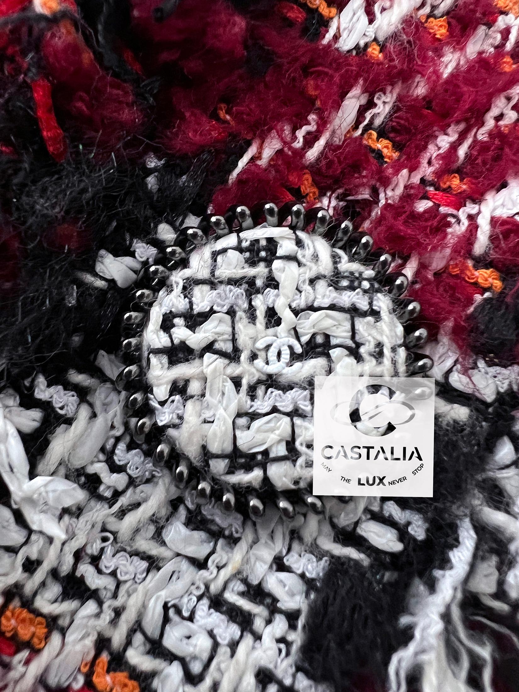 CHANEL Nueva chaqueta de tweed burdeos estilo Anna Wintour 34 FR en venta 7