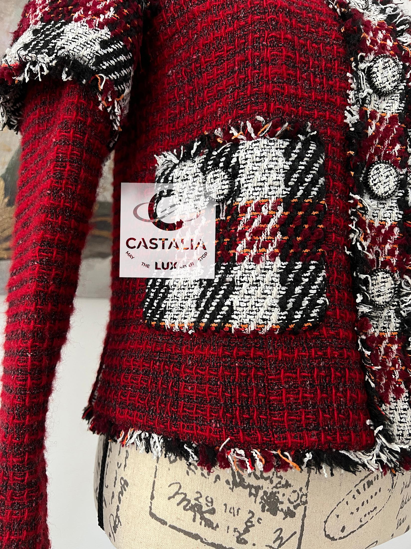 CHANEL Nueva chaqueta de tweed burdeos estilo Anna Wintour 34 FR en venta 8