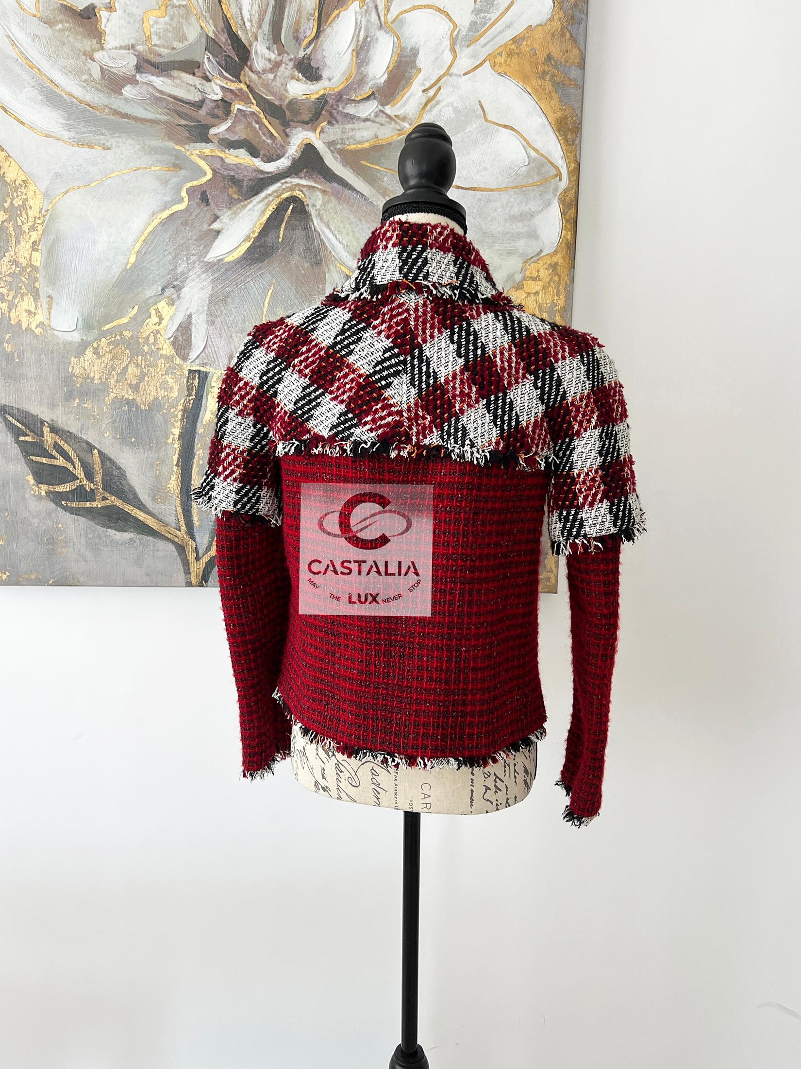 CHANEL Nueva chaqueta de tweed burdeos estilo Anna Wintour 34 FR en venta 11
