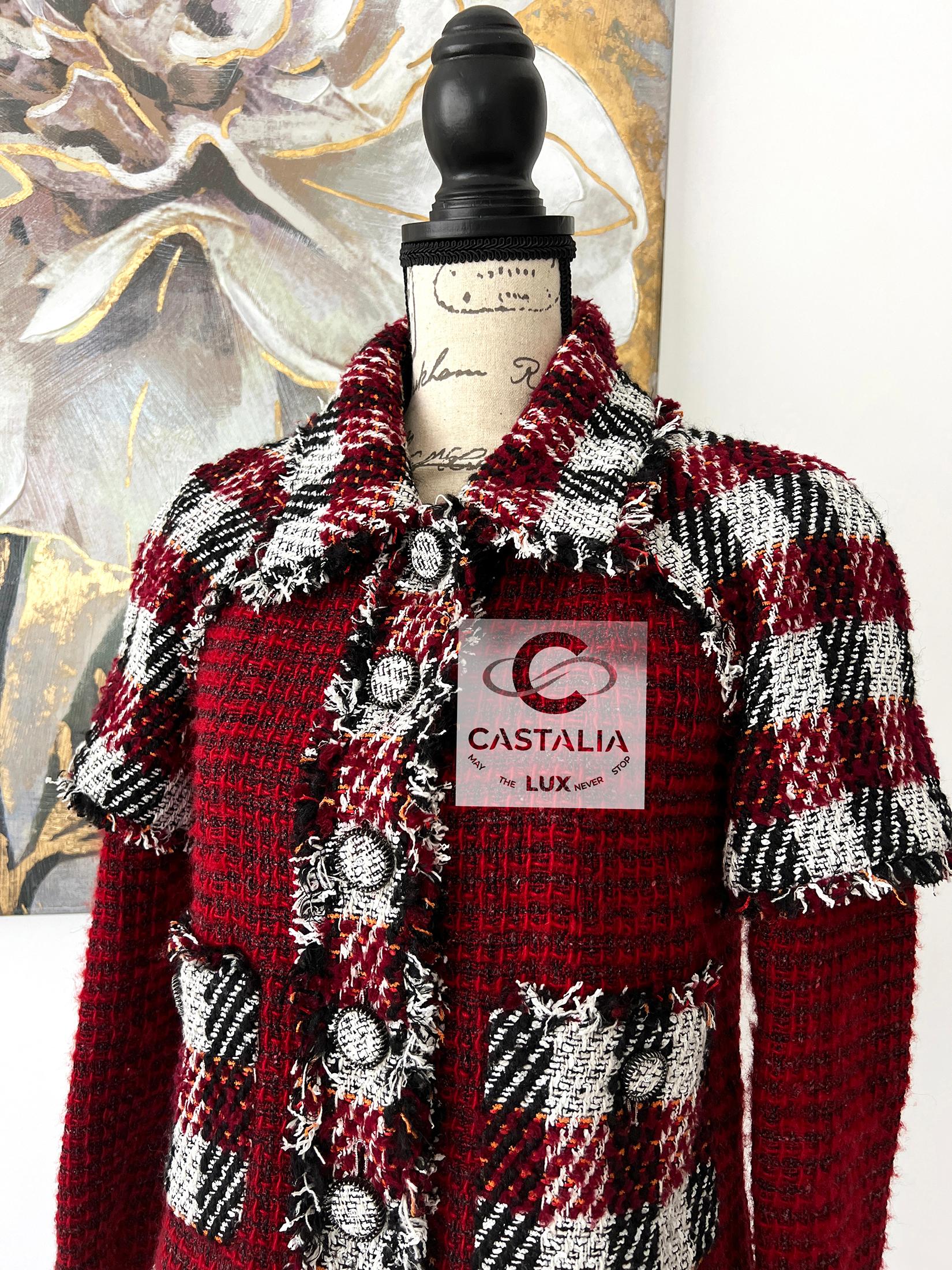 CHANEL Nueva chaqueta de tweed burdeos estilo Anna Wintour 34 FR en venta 3