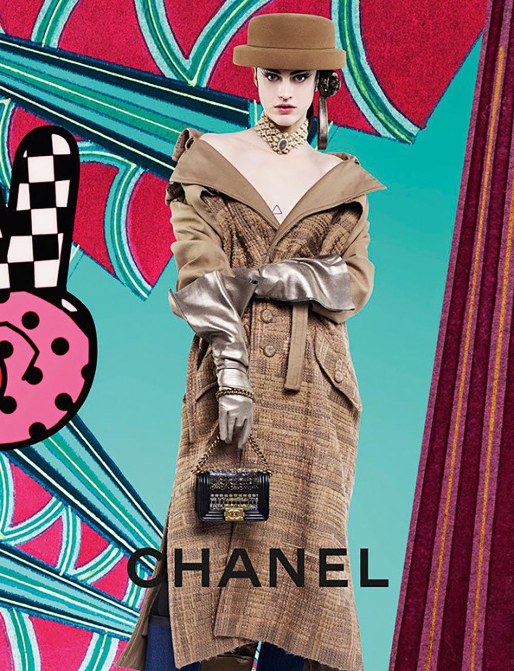 Brown Chanel New Iconic Billboards Ribbon Tweed Trench Coat