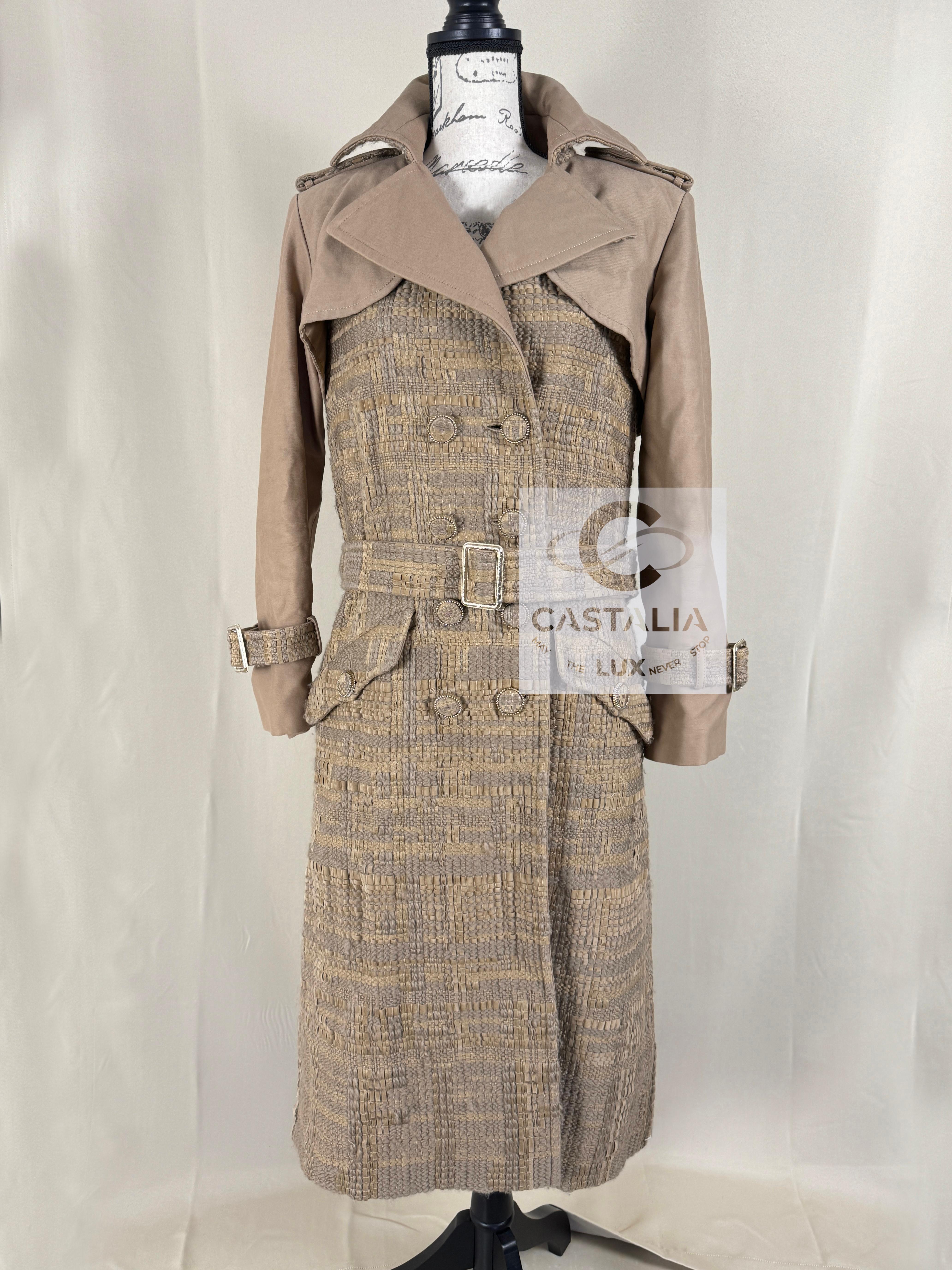 Chanel New Iconic Billboards Ribbon Tweed Trench Coat 1