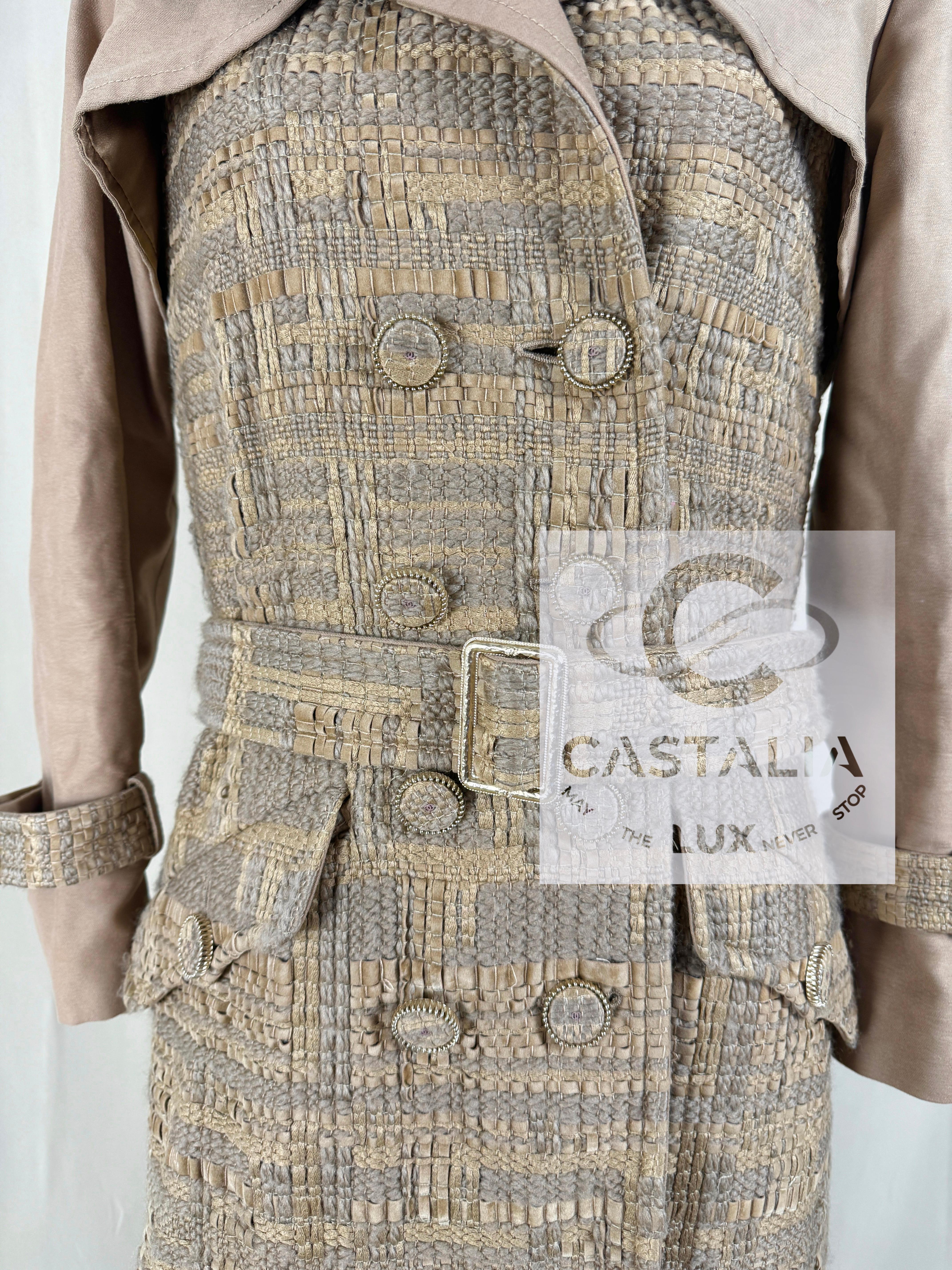 Chanel New Iconic Billboards Ribbon Tweed Trench Coat 3