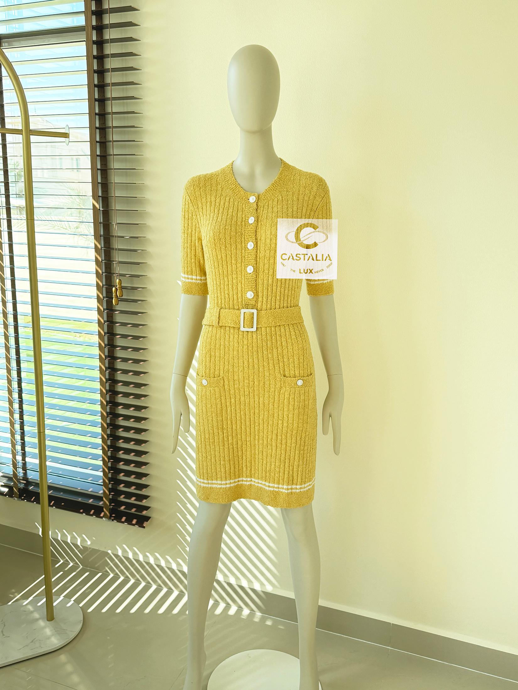 Chanel New Iconic Boucle Knit Dress with Belt 2