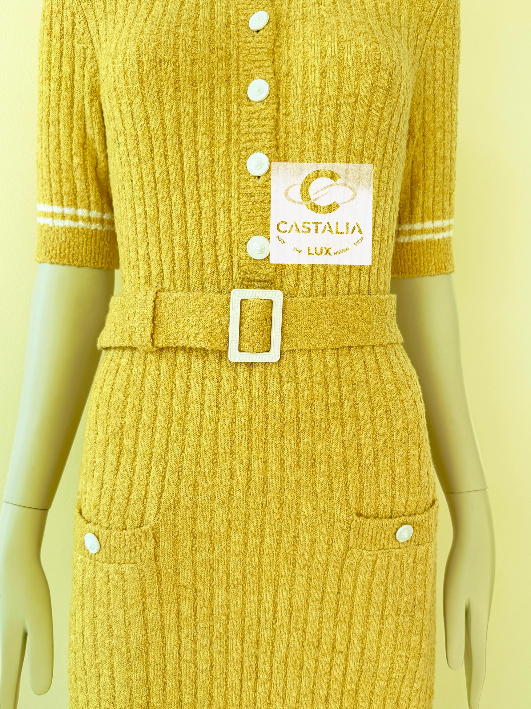 Chanel New Iconic Boucle Knit Dress with Belt 3