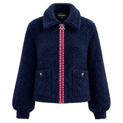 Chanel New Iconic CC Logo Teddy Bomber Jacket 34 FR