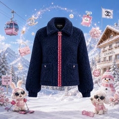 CHANEL New Iconic CC Logo Teddy Bomber Jacket 34 FR