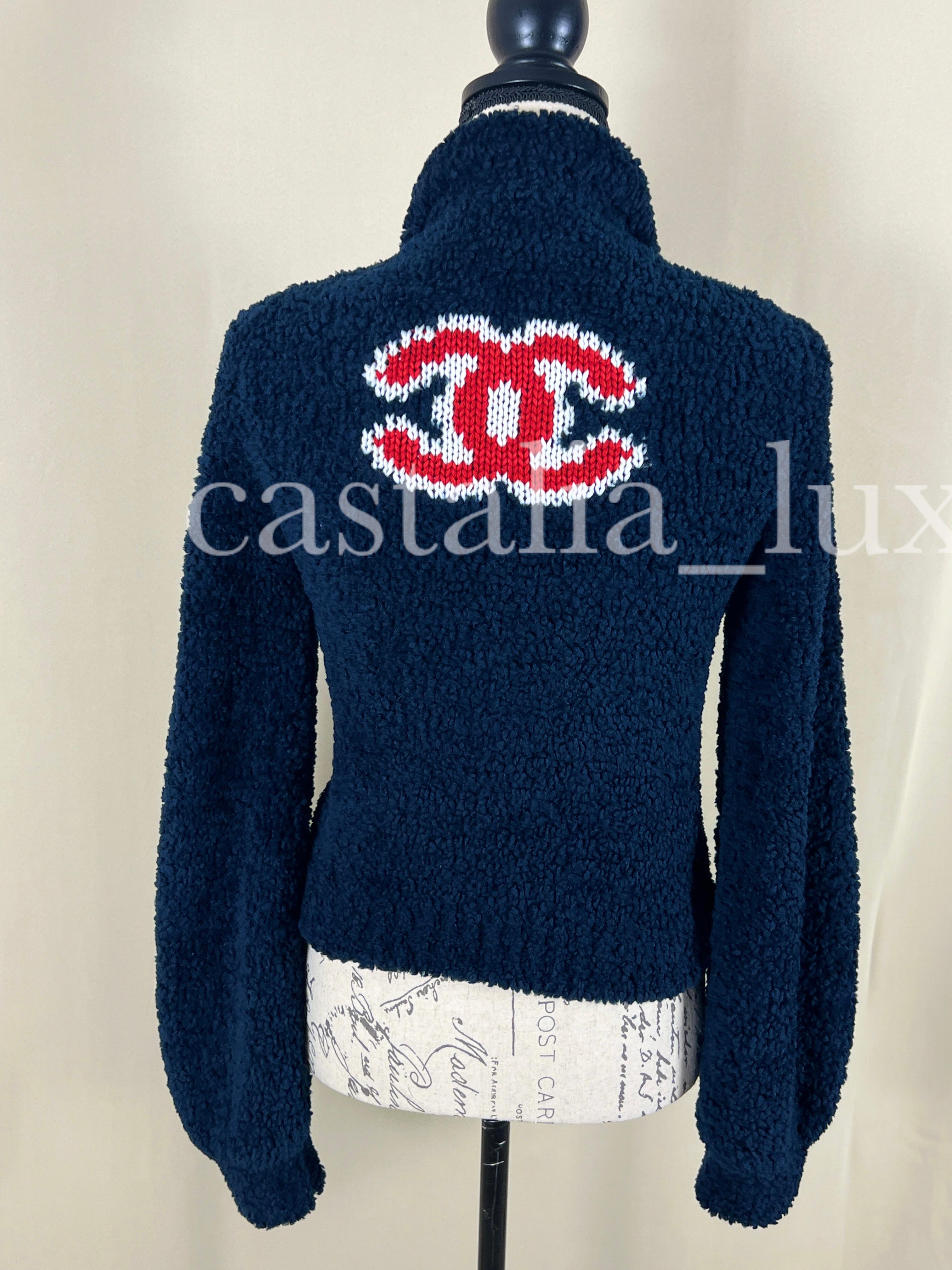 Chanel New Iconic CC Logo Teddy Jacket / Bomber For Sale 8