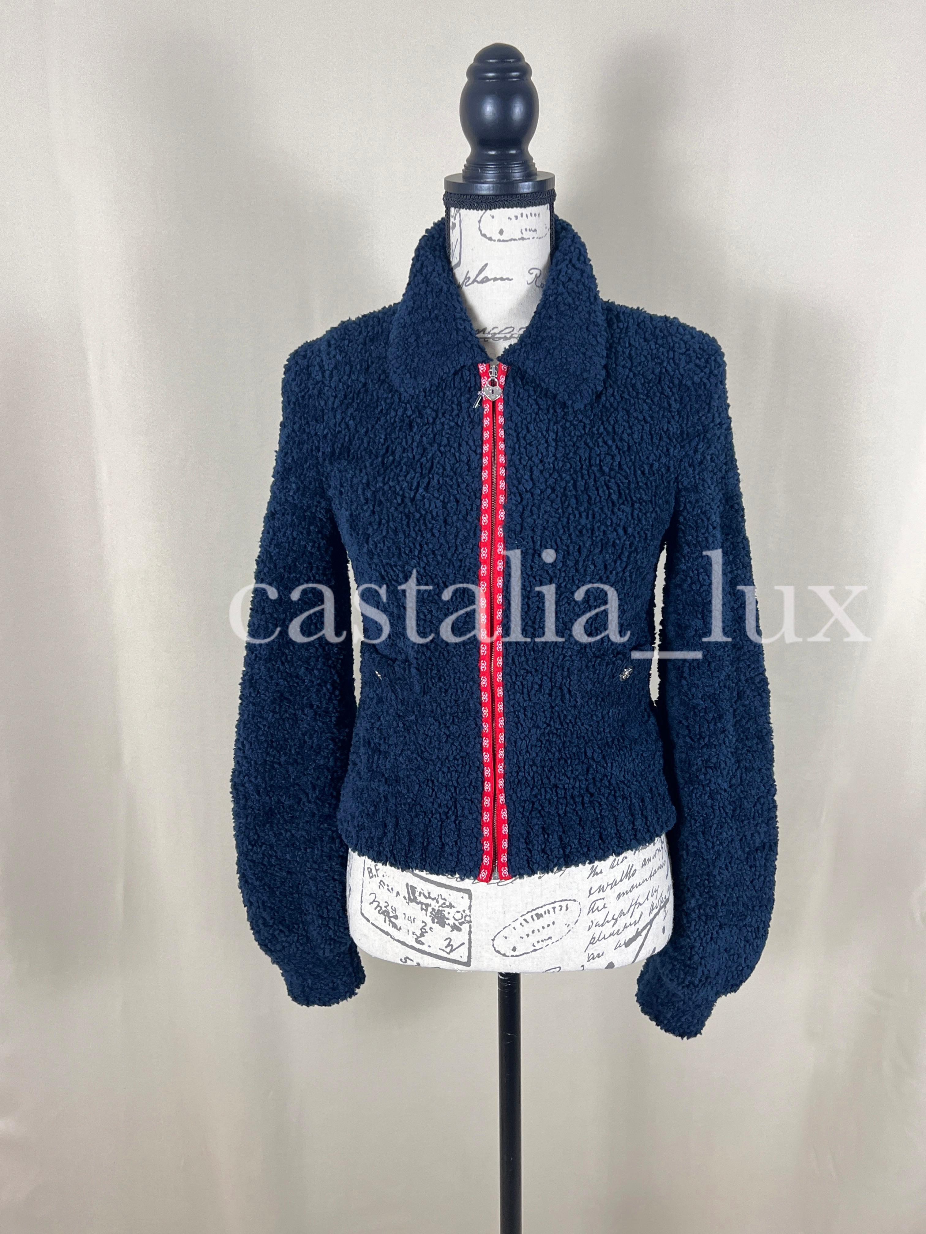 Chanel New Iconic CC Logo Teddy Jacket / Bomber For Sale 11