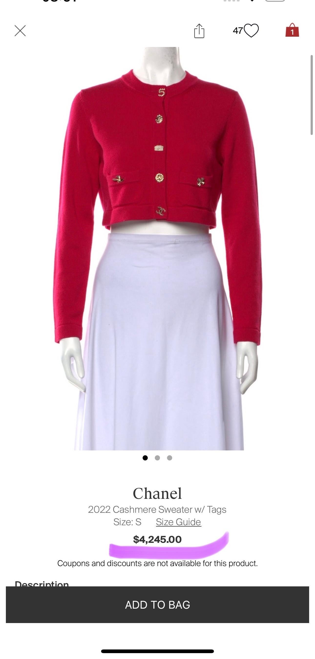 Red Chanel New Iconic CC Lucky Charms Cashmere Cardigan
