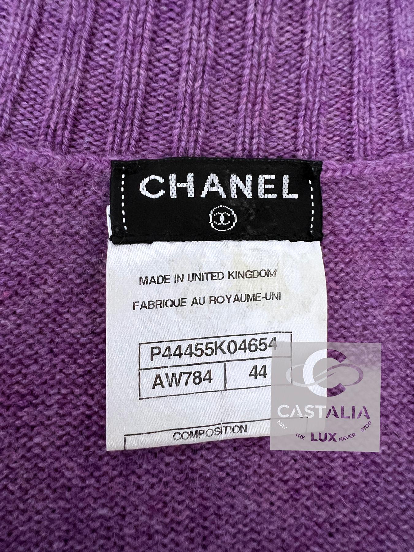Chanel New Iconic CC Turnlock Blueberry Cardigan 44 FR 7