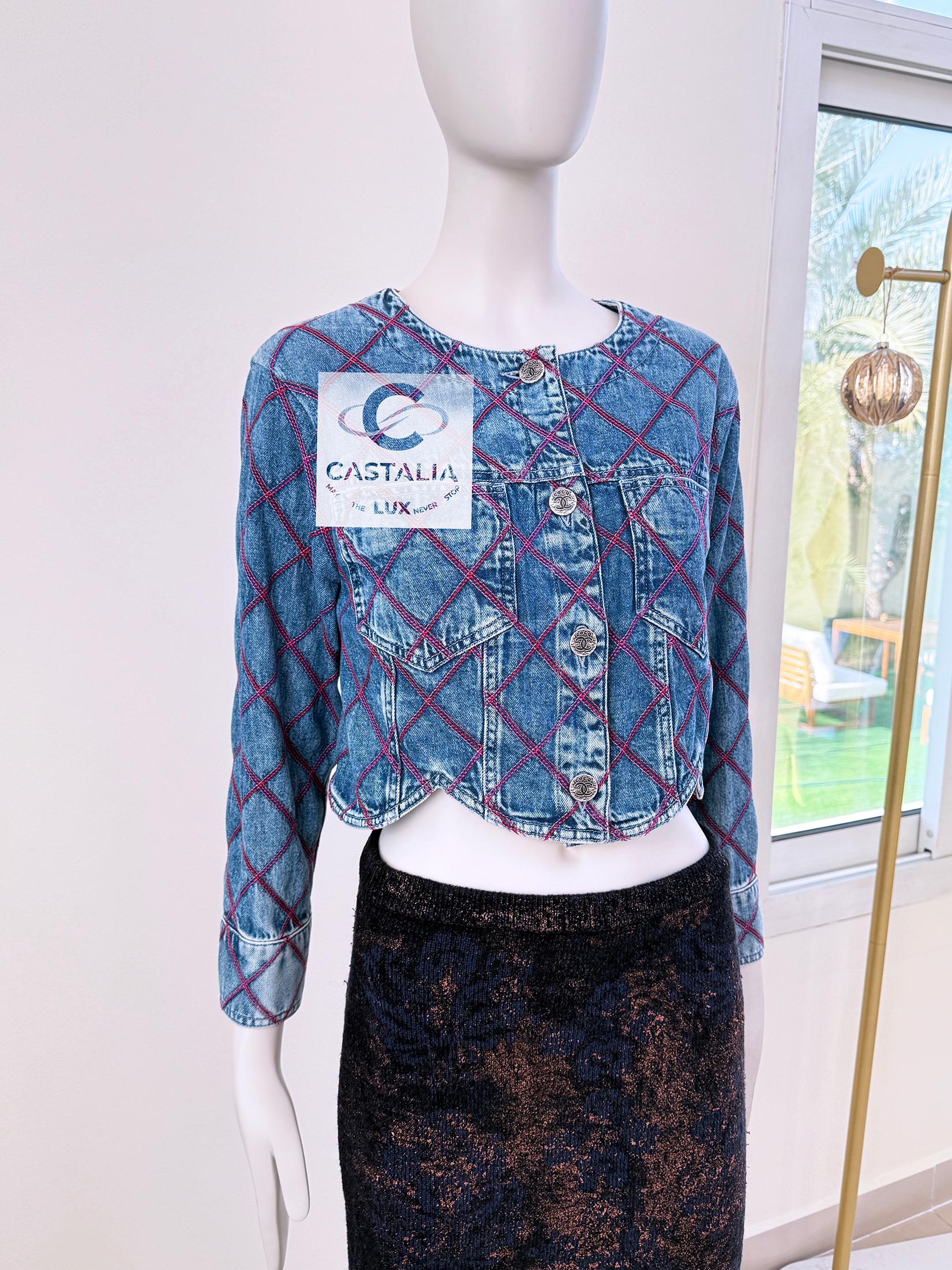 Chanel New Iconic Coco Beach Quilted Denim Jacket 6