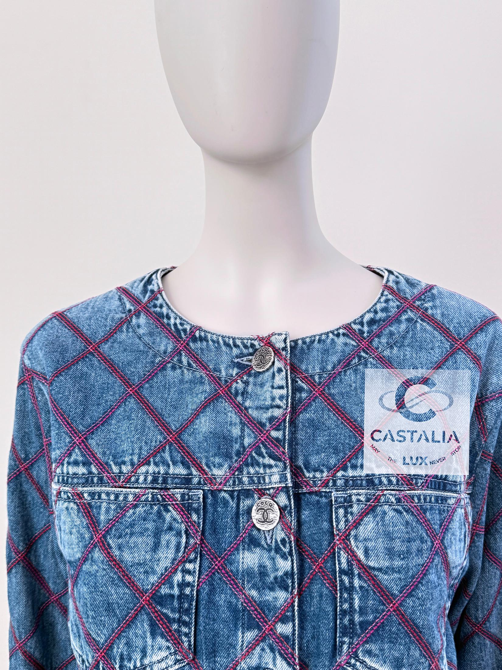 Chanel New Iconic Coco Beach Quilted Denim Jacket 8