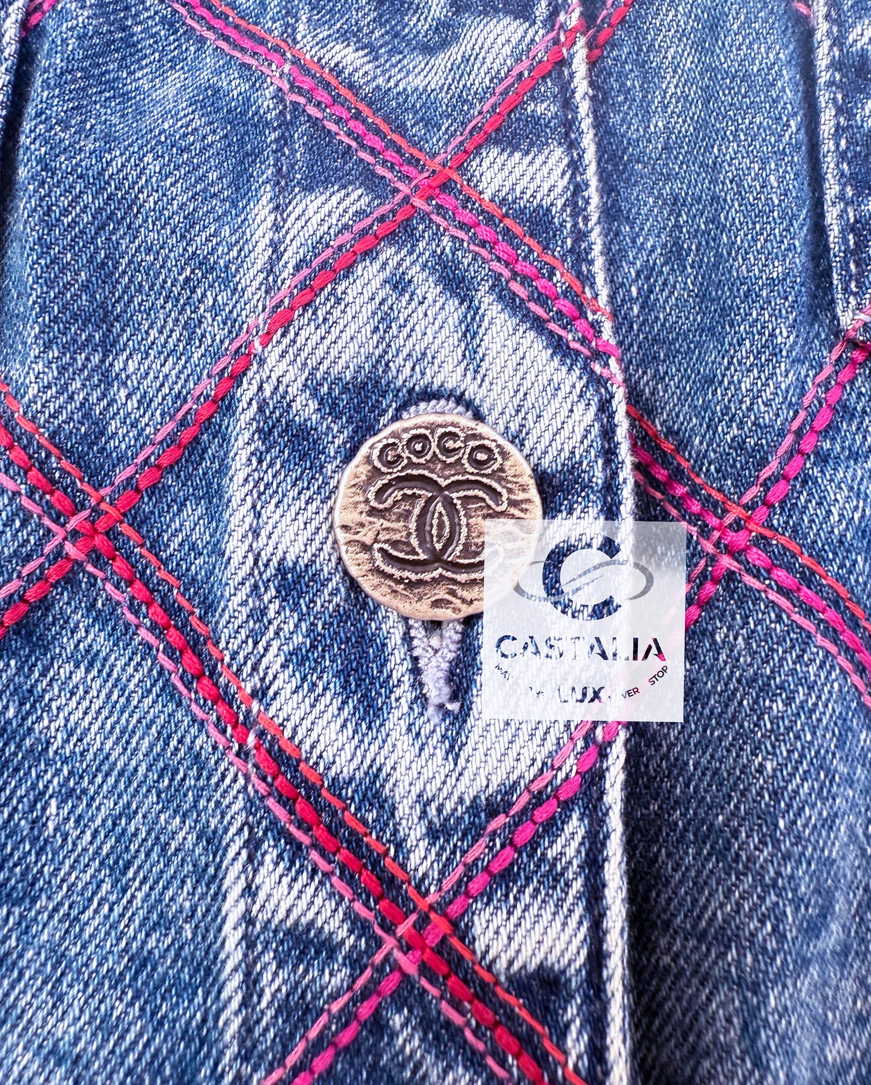 Chanel New Iconic Coco Beach Quilted Denim Jacket 9