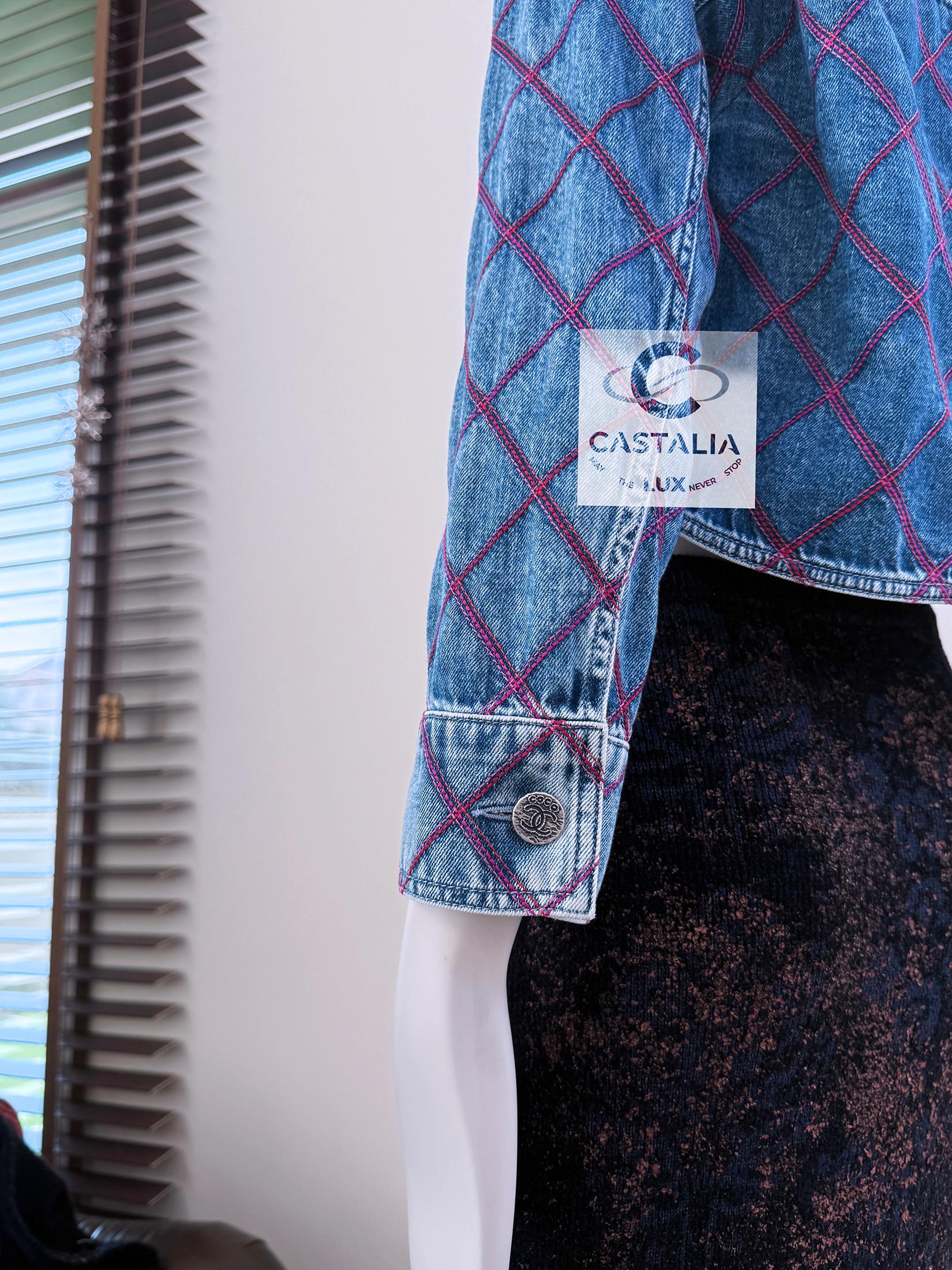 Chanel New Iconic Coco Beach Quilted Denim Jacket 10