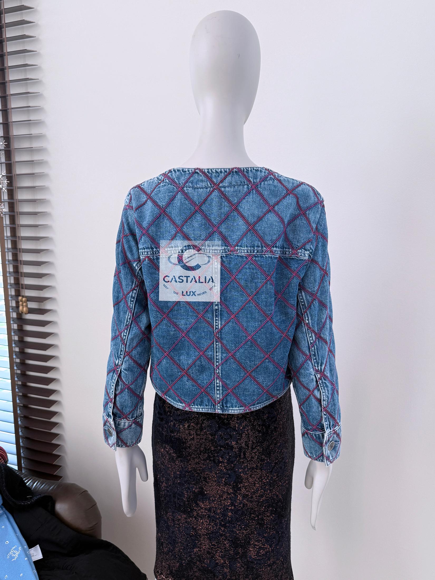 Chanel New Iconic Coco Beach Quilted Denim Jacket 12