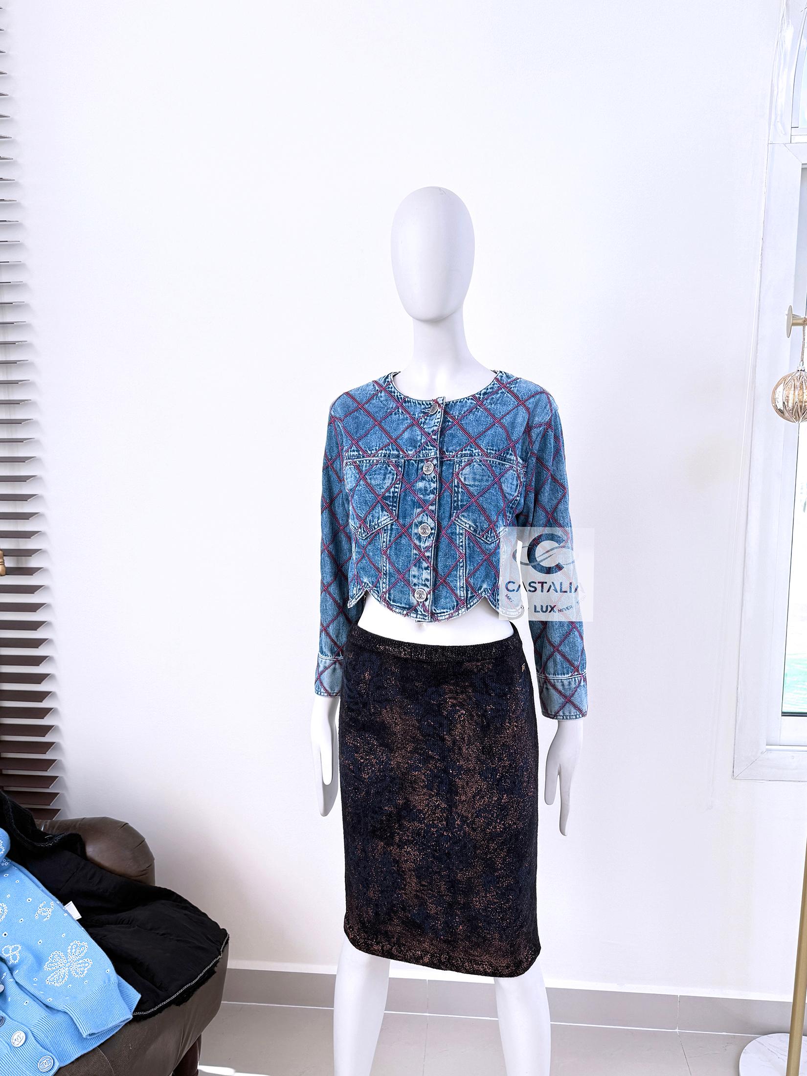 Chanel New Iconic Coco Beach Quilted Denim Jacket 13