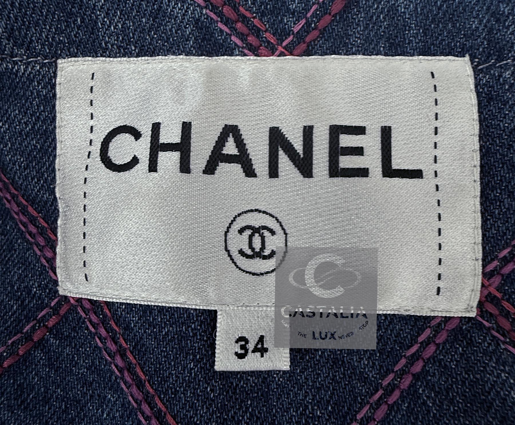Chanel New Iconic Coco Beach Quilted Denim Jacket 14