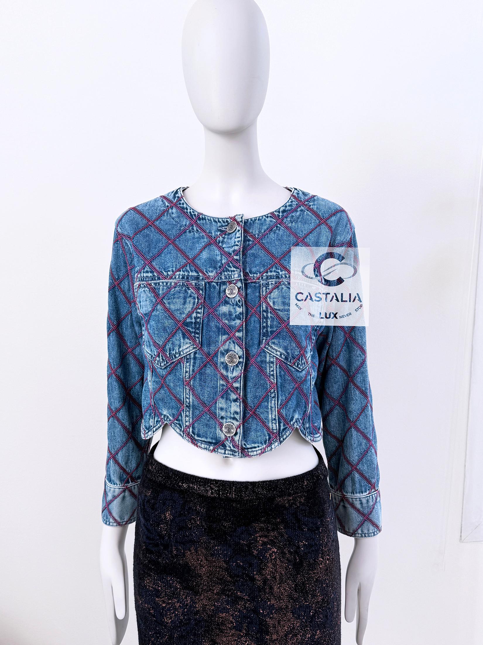 Chanel New Iconic Coco Beach Quilted Denim Jacket 4