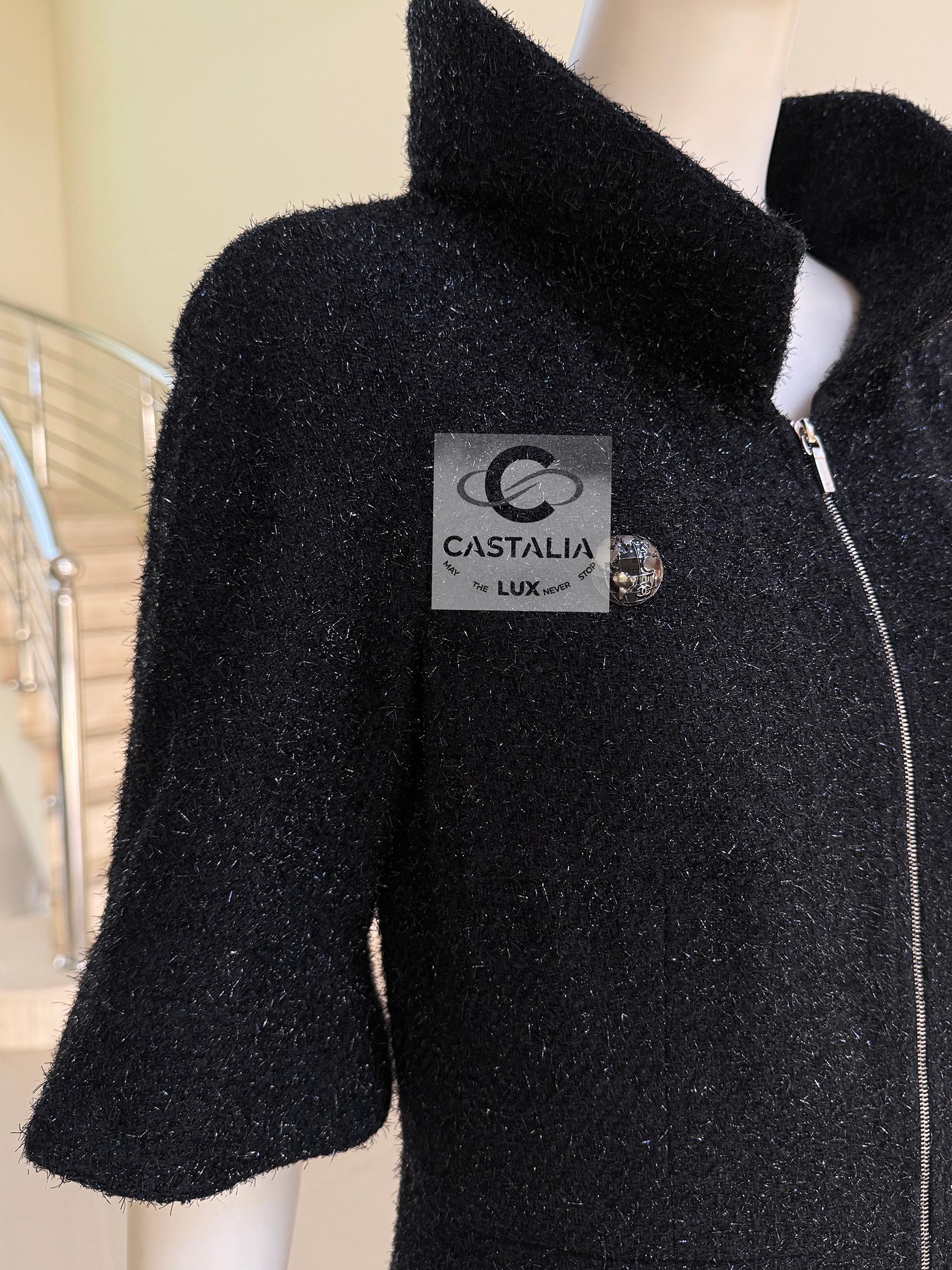 Chanel New Iconic Globalization Black Tweed Jacket Dress 36 FR in vendita 8