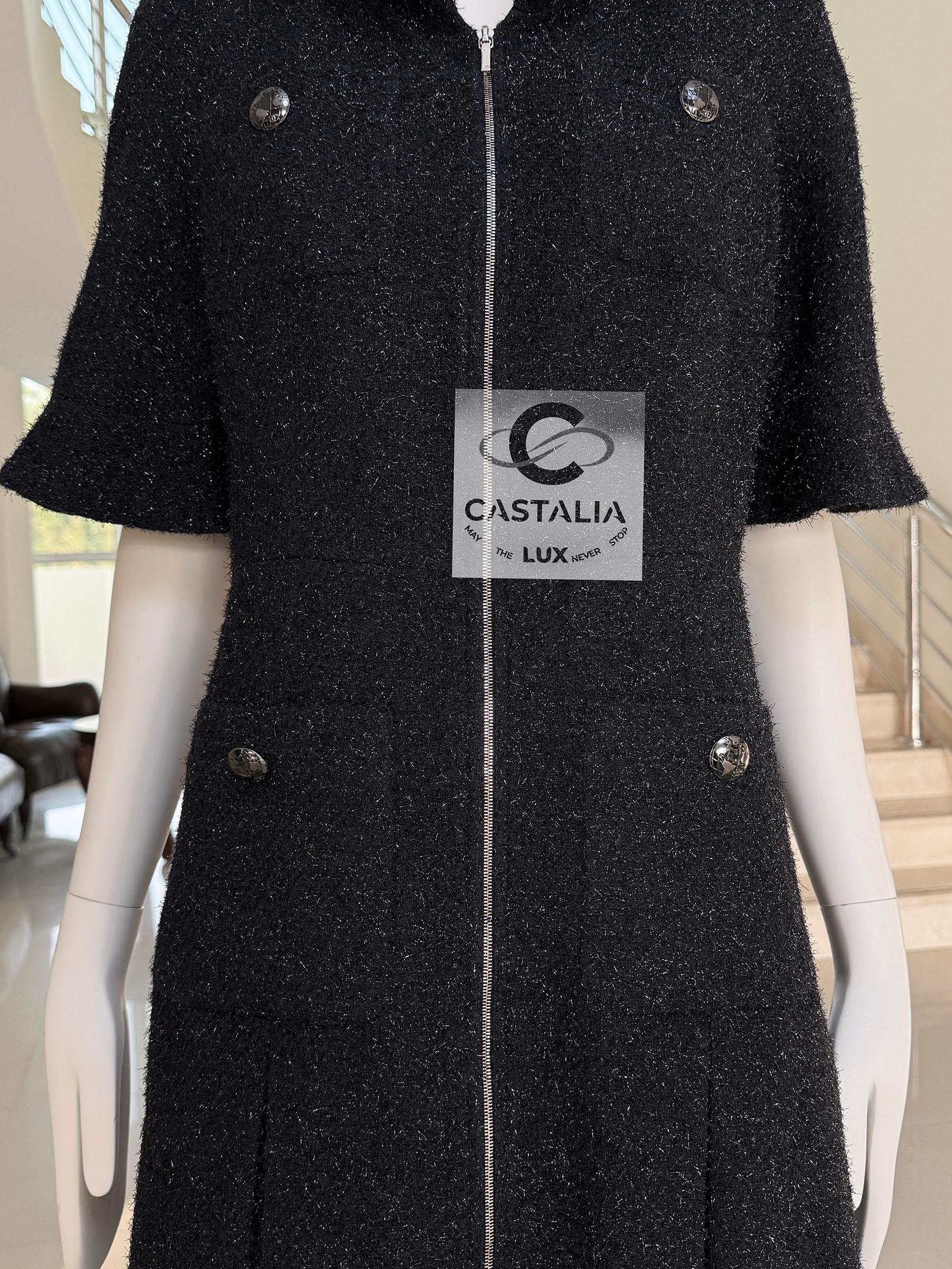 Chanel New Iconic Globalization Black Tweed Jacket Dress 36 FR in vendita 10