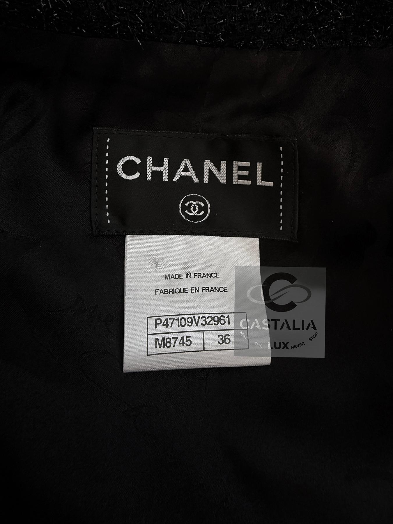 Chanel New Iconic Globalization Black Tweed Jacket Dress 36 FR in vendita 12