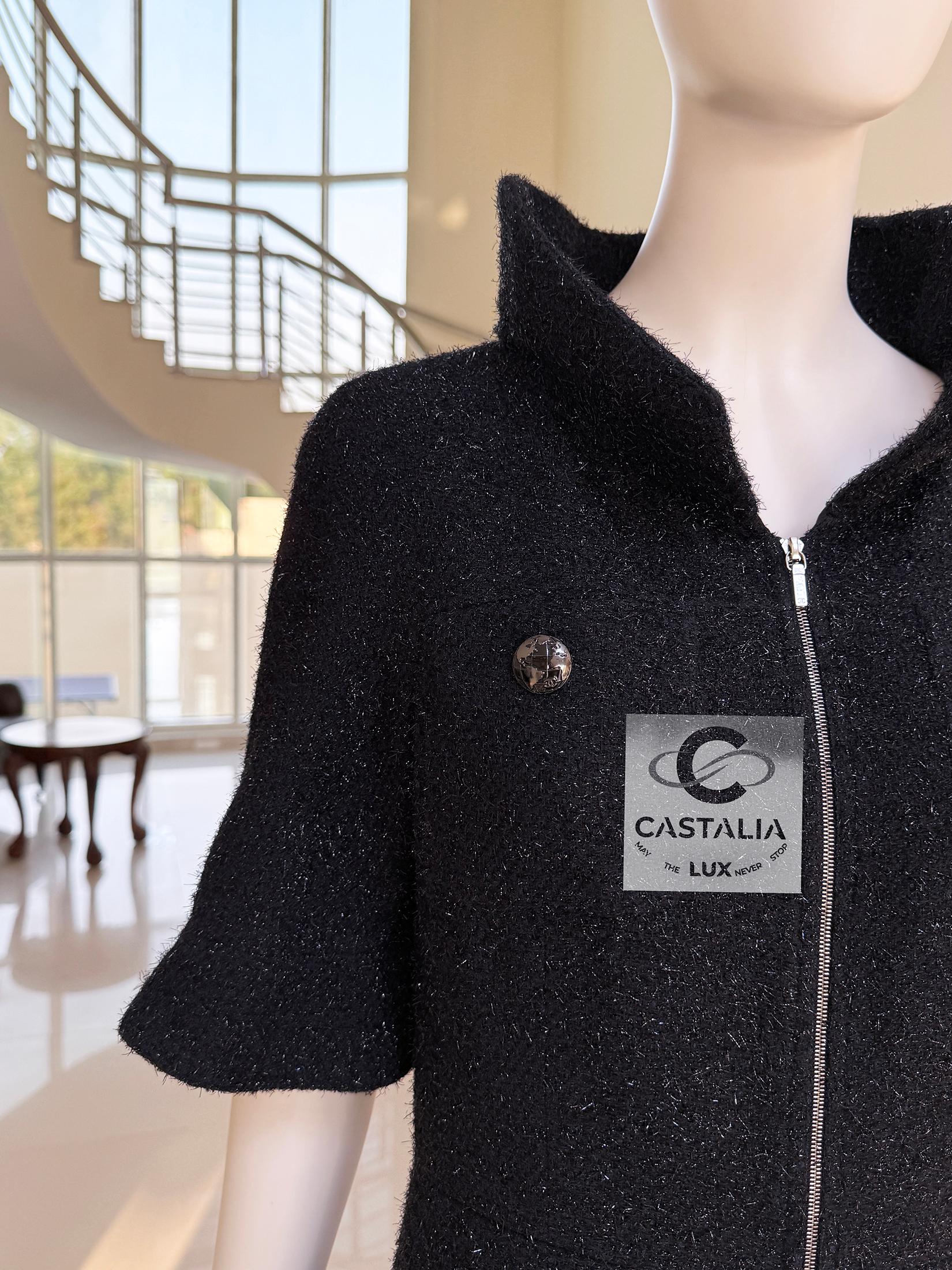 Chanel New Iconic Globalization Black Tweed Jacket Dress 36 FR in vendita 3