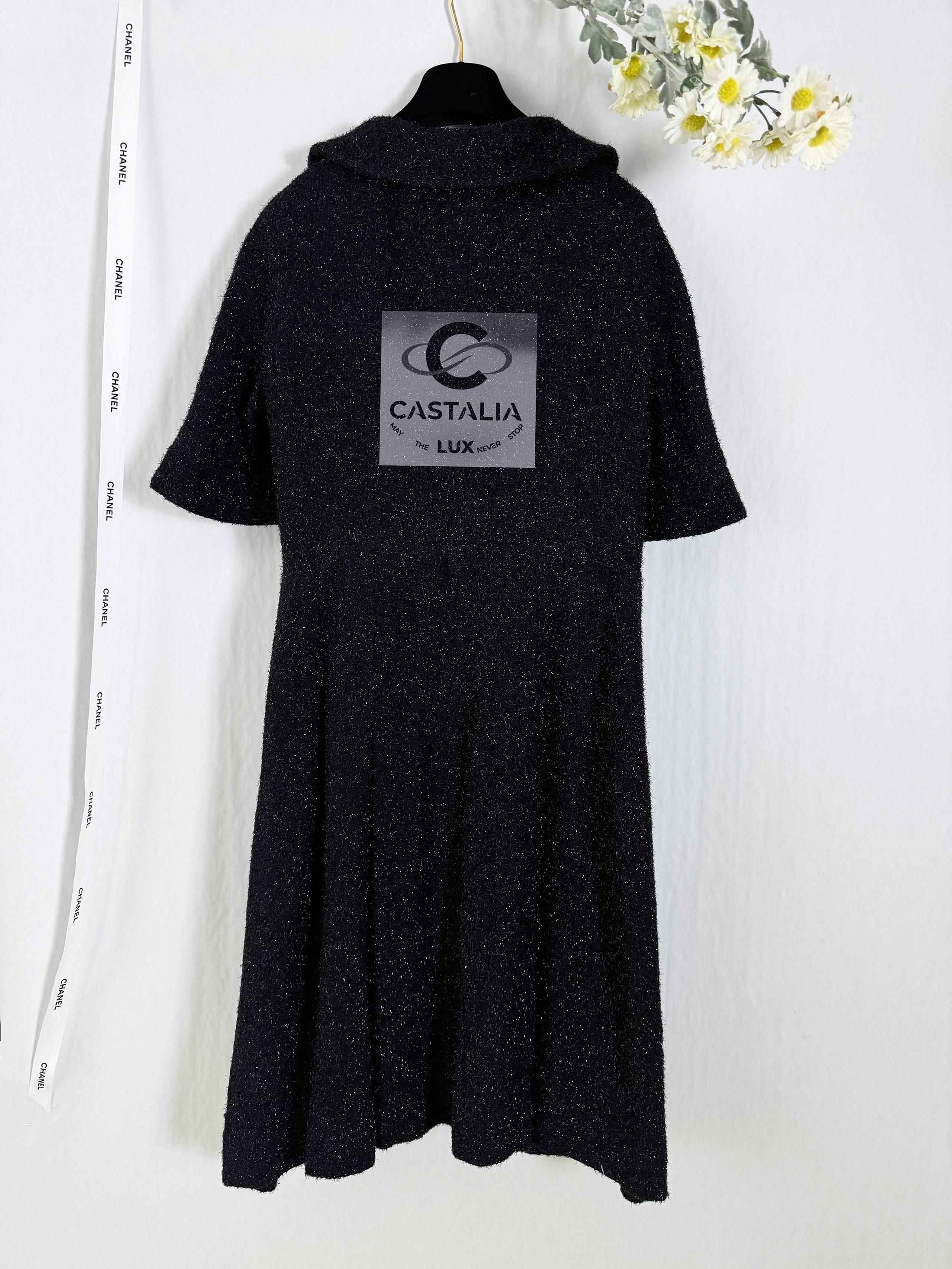 Chanel New Iconic Globalization Black Tweed Jacket Dress 40 FR For Sale 7