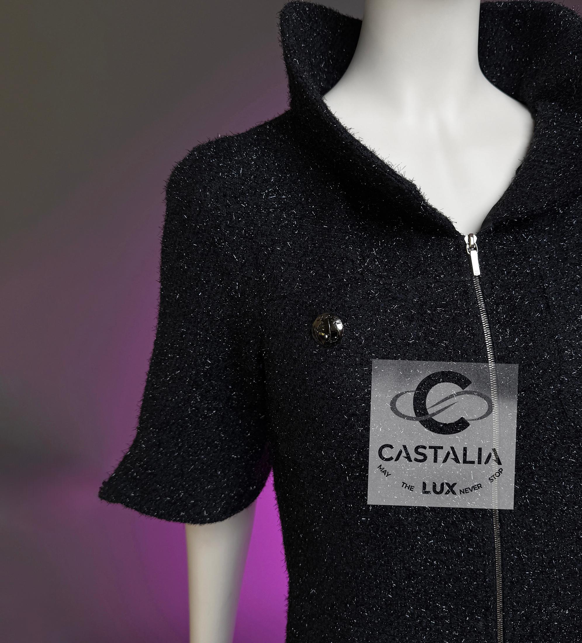 CHANEL New Iconic Globalization Robe veste en tweed noir 40 FR en vente 11