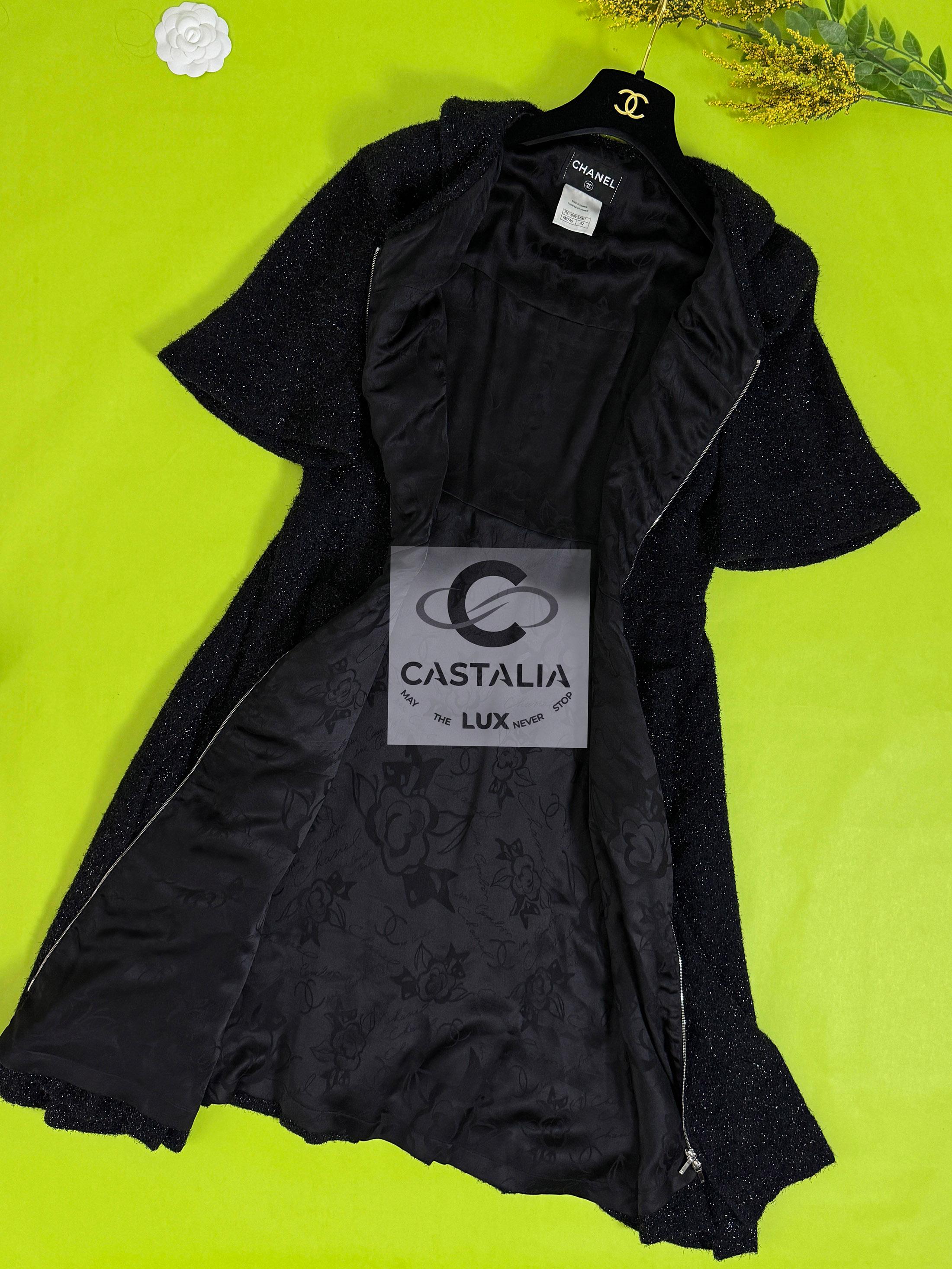 Chanel New Iconic Globalization Black Tweed Jacket Dress 40 FR For Sale 1