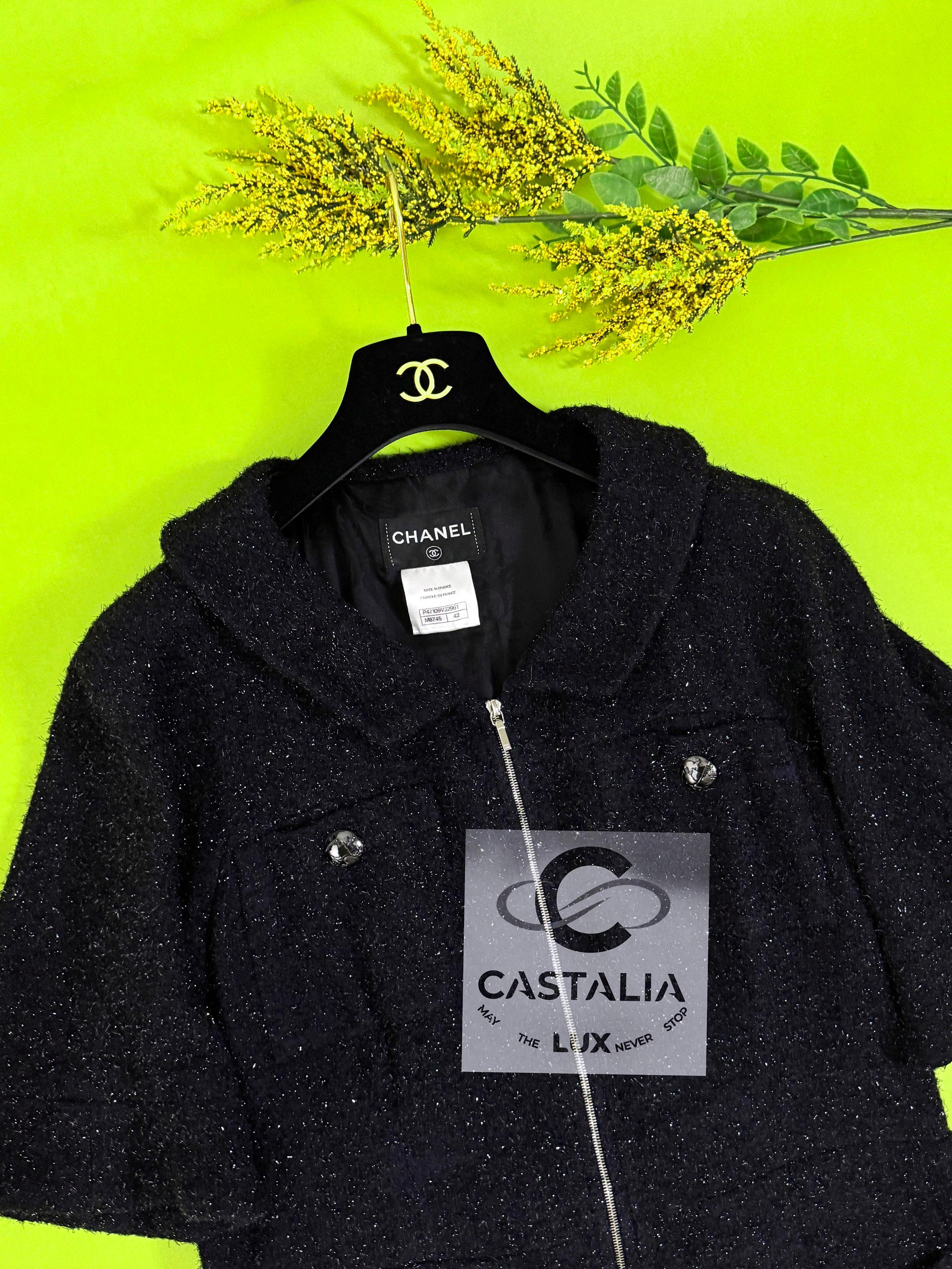 Chanel Neue Iconic Globalization Schwarze Tweed-Jacke Kleid aus der Globalisierung 40 FR 4
