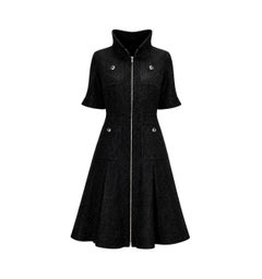 CHANEL New Iconic Globalization Black Tweed Jacket Dress 40 FR