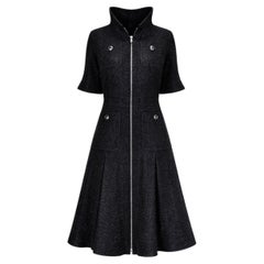 CHANEL New Iconic Globalization Black Tweed Jacket Dress 40 FR
