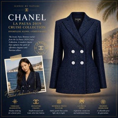 CHANEL Iconic Marine schimmernde Jacke 36 FR