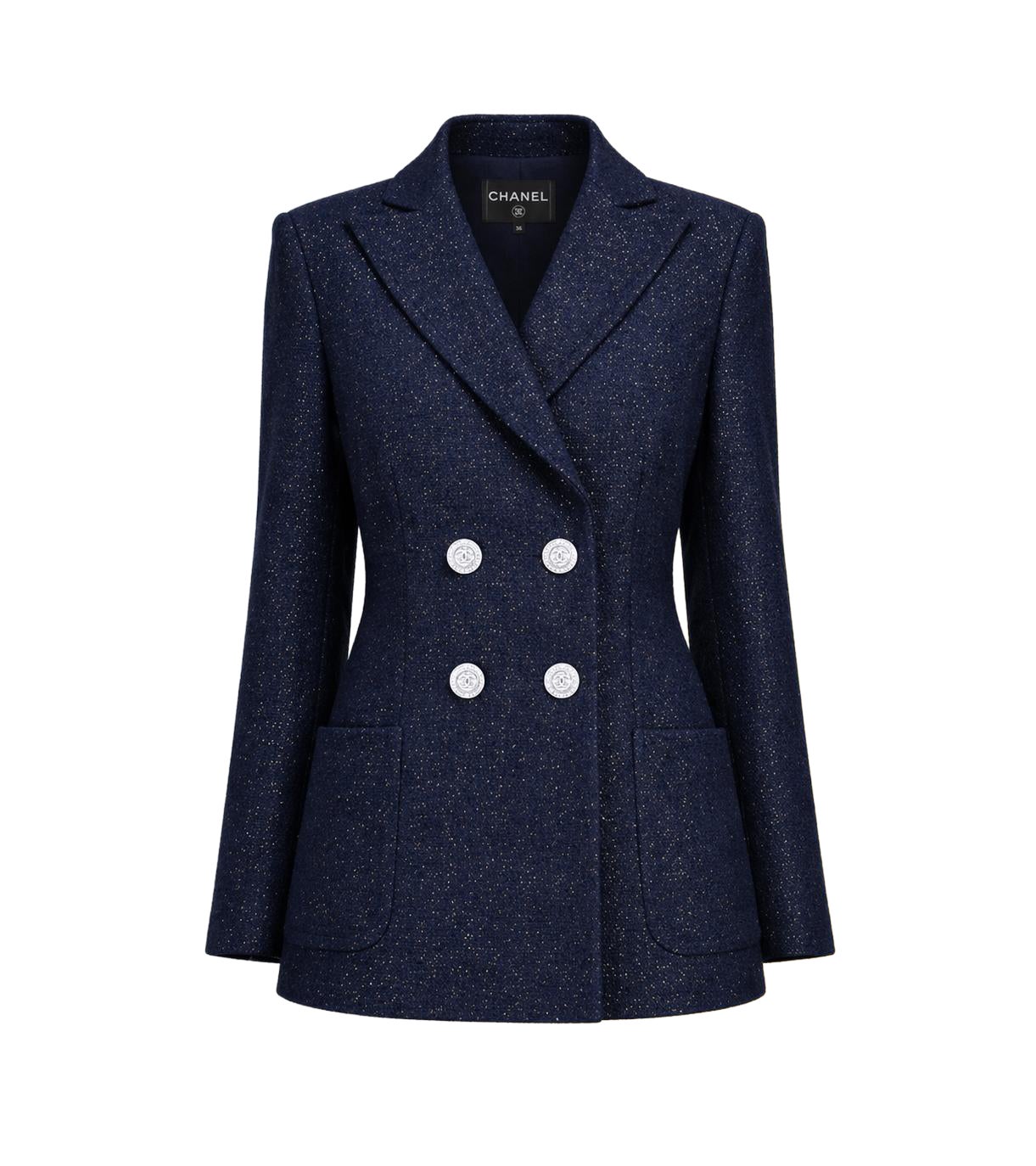 CHANEL New Iconic LA PAUSA Navy Shimmer Jacket 36 FR