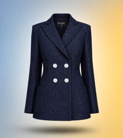 CHANEL Iconic Marine schimmernde Jacke 36 FR