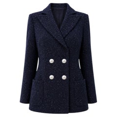 CHANEL New Iconic LA PAUSA Navy Shimmer Jacket 36 FR