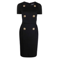Chanel Neues Iconic Paris / Byzance CC Gripoix Kleid mit Knöpfen in Schwarz mit Knopfleisten 38 FR