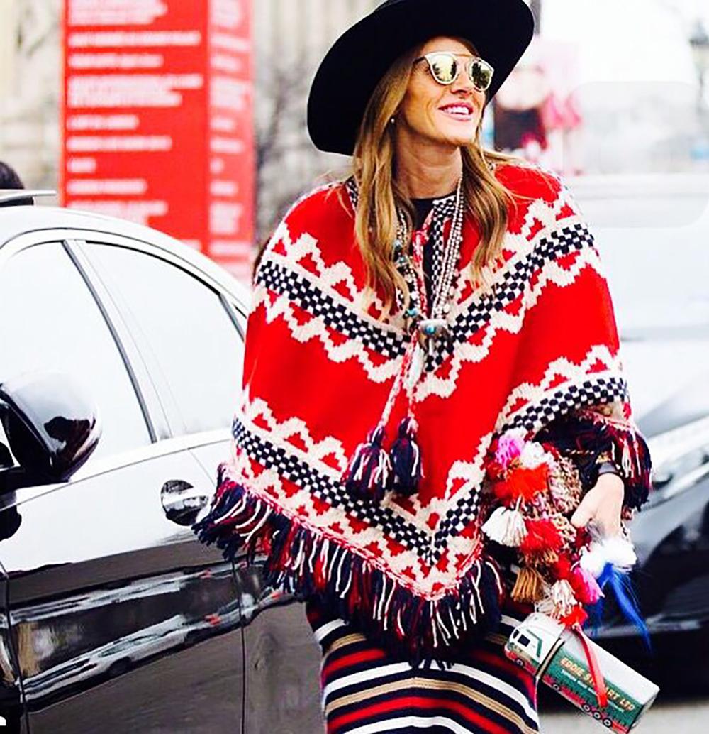 Red Chanel New Iconic Paris / Dallas Fringed Poncho