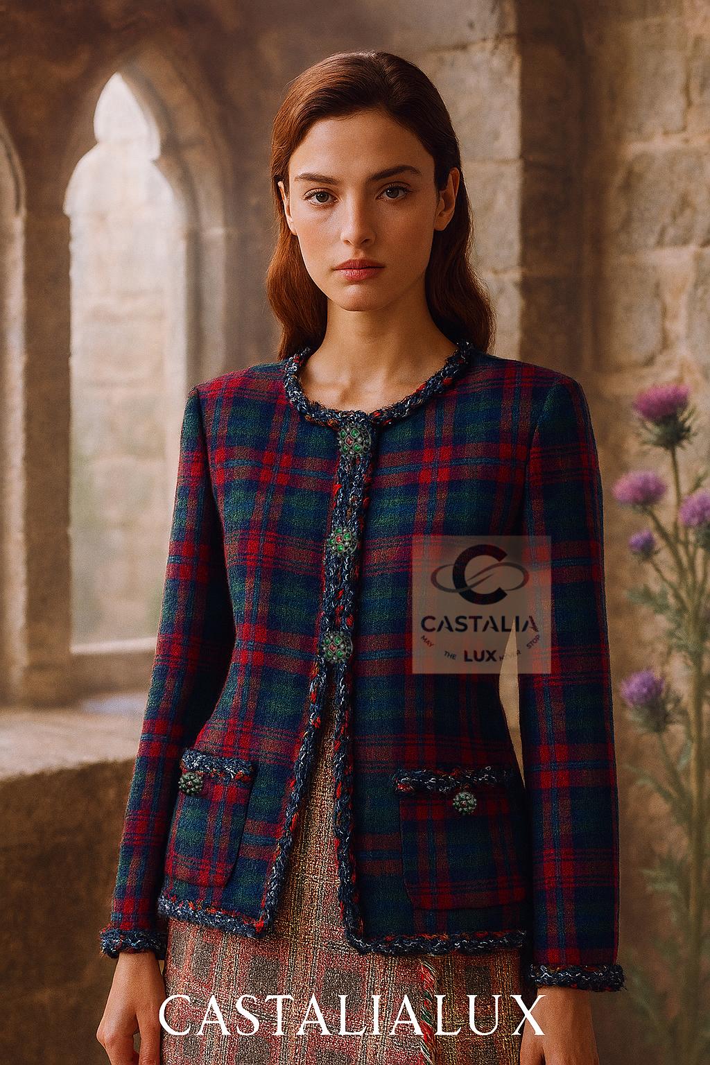 ~ From the legendary Paris / EDINBURGH 2013 Métiers d’Art collection under Karl Lagerfeld, 
this tartan wool jacket is not merely a garment — it is the axis upon which the entire collection turned — noted in AD Campaign and on numerous actors of