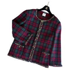 Chanel New Iconic Paris / Edinburgh Red Tartan Jacket 52 FR
