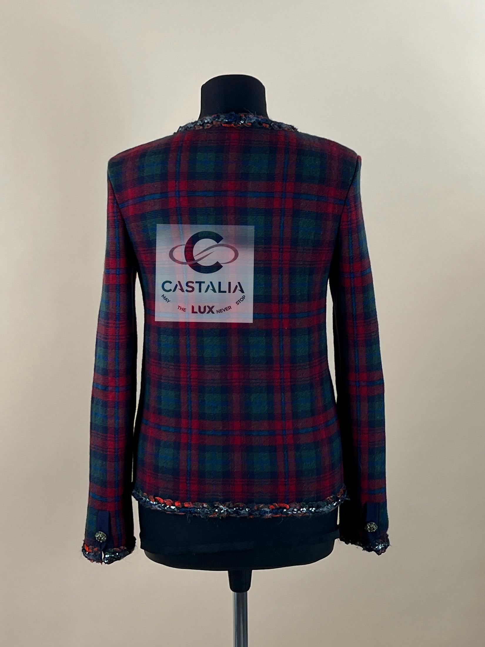 Chanel New Iconic Paris / Edinburgh Tartan Jacket 34 FR 9