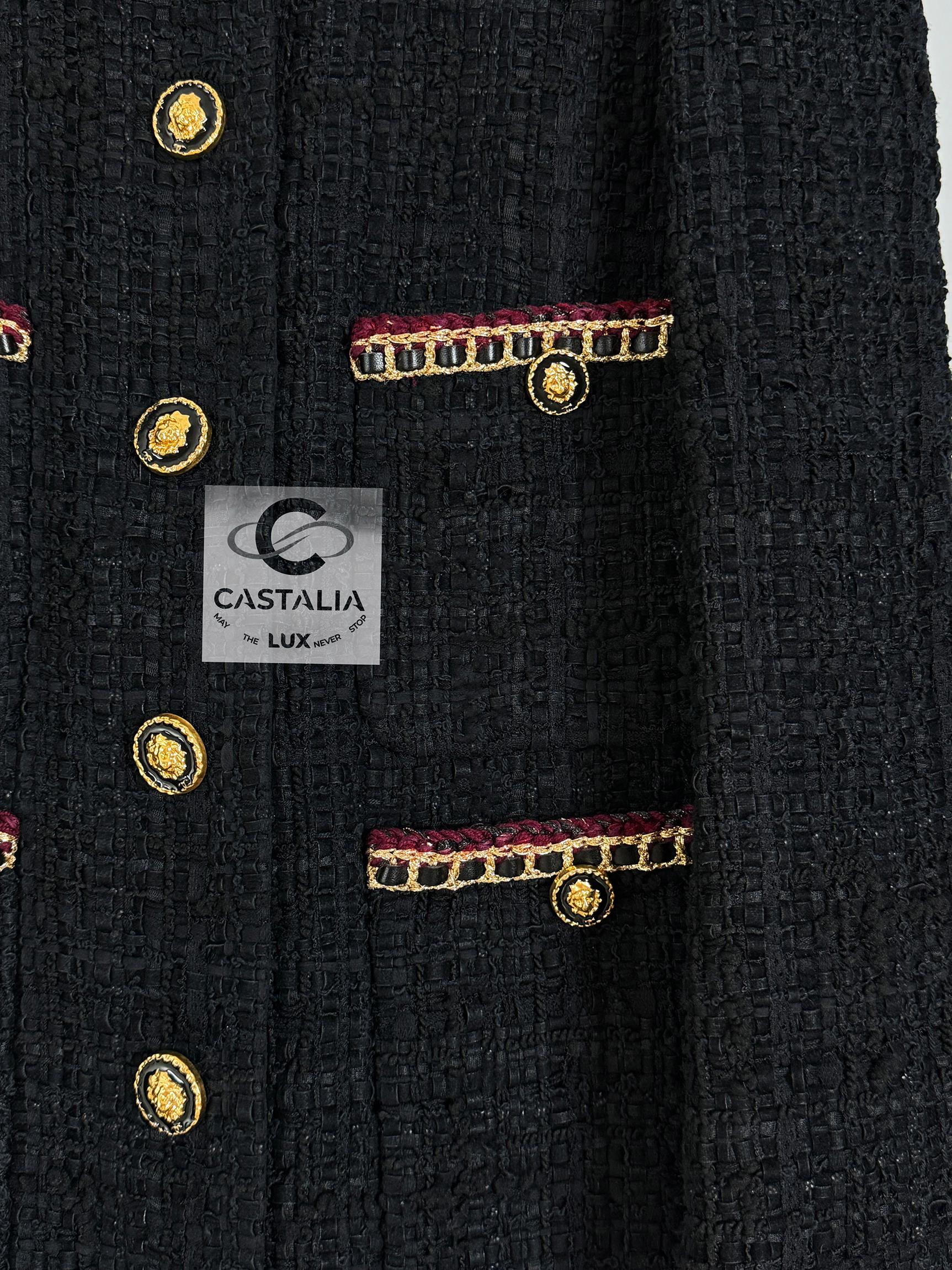 Chanel New Iconic Rihanna Style Black Ribbon Tweed Jacket 9