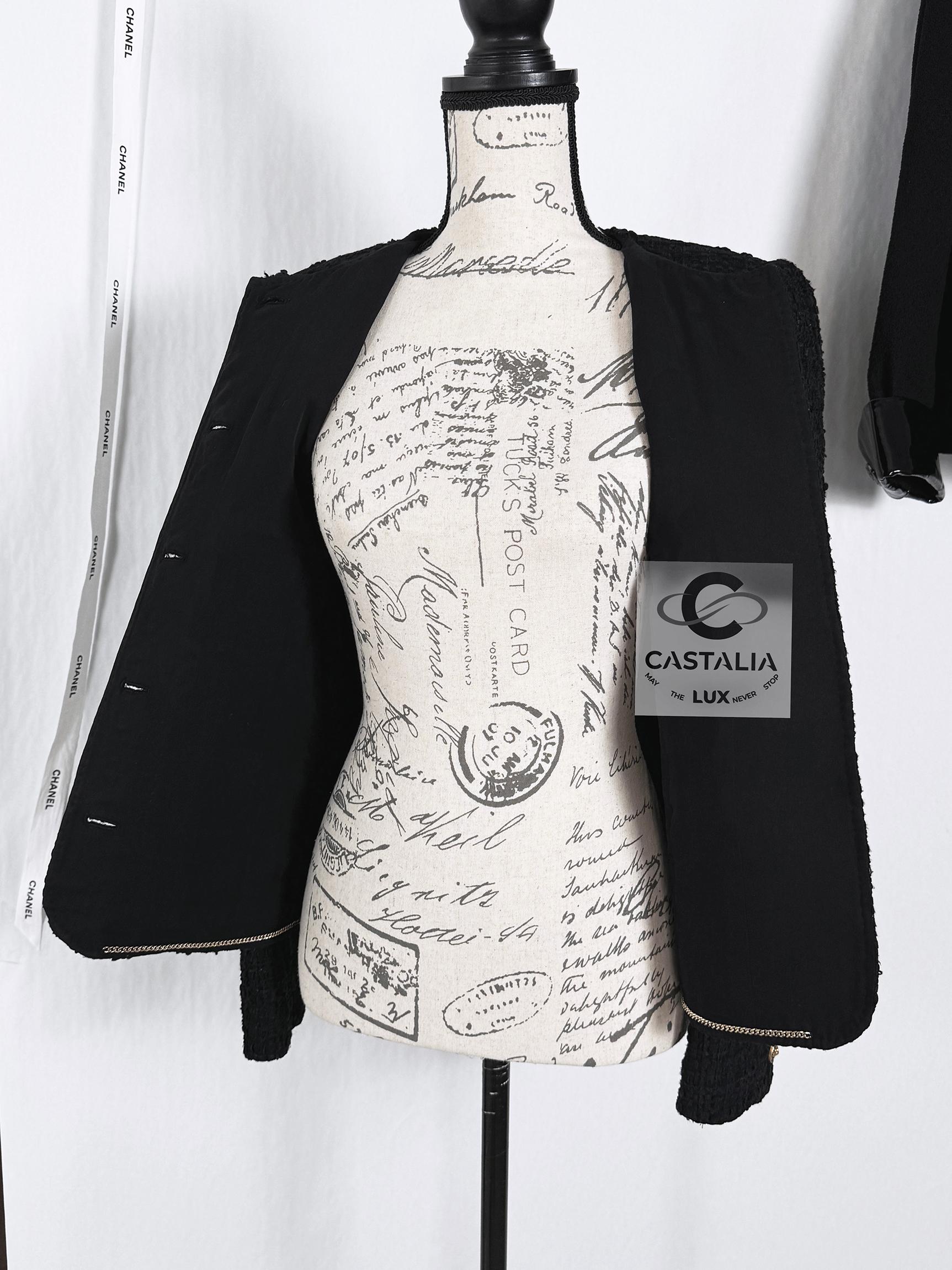 Chanel New Iconic Rihanna Style Black Ribbon Tweed Jacket 12