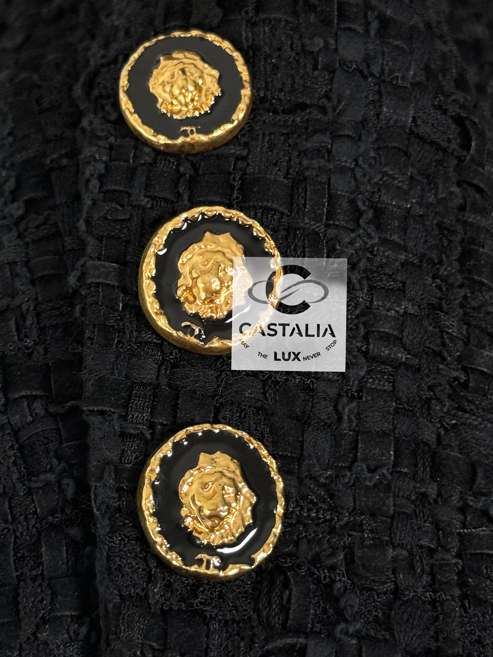 Chanel New Iconic Rihanna Style Black Ribbon Tweed Jacket 13