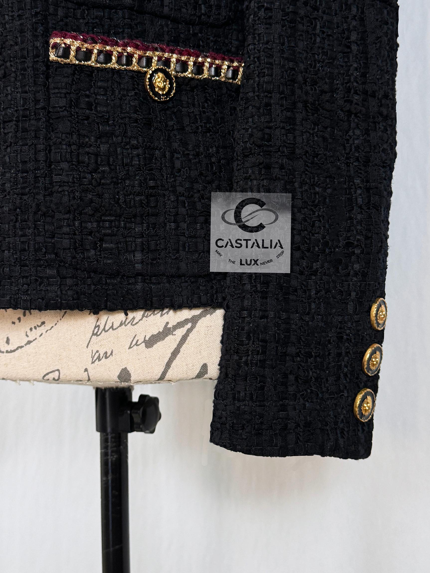 Chanel New Iconic Rihanna Style Black Ribbon Tweed Jacket 14