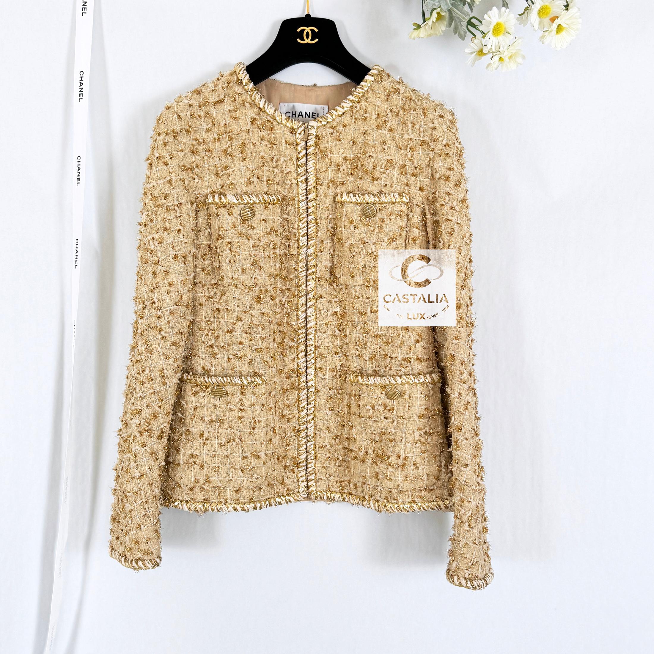 Chanel New Iconic Sand Beige Tweed Jacket 14