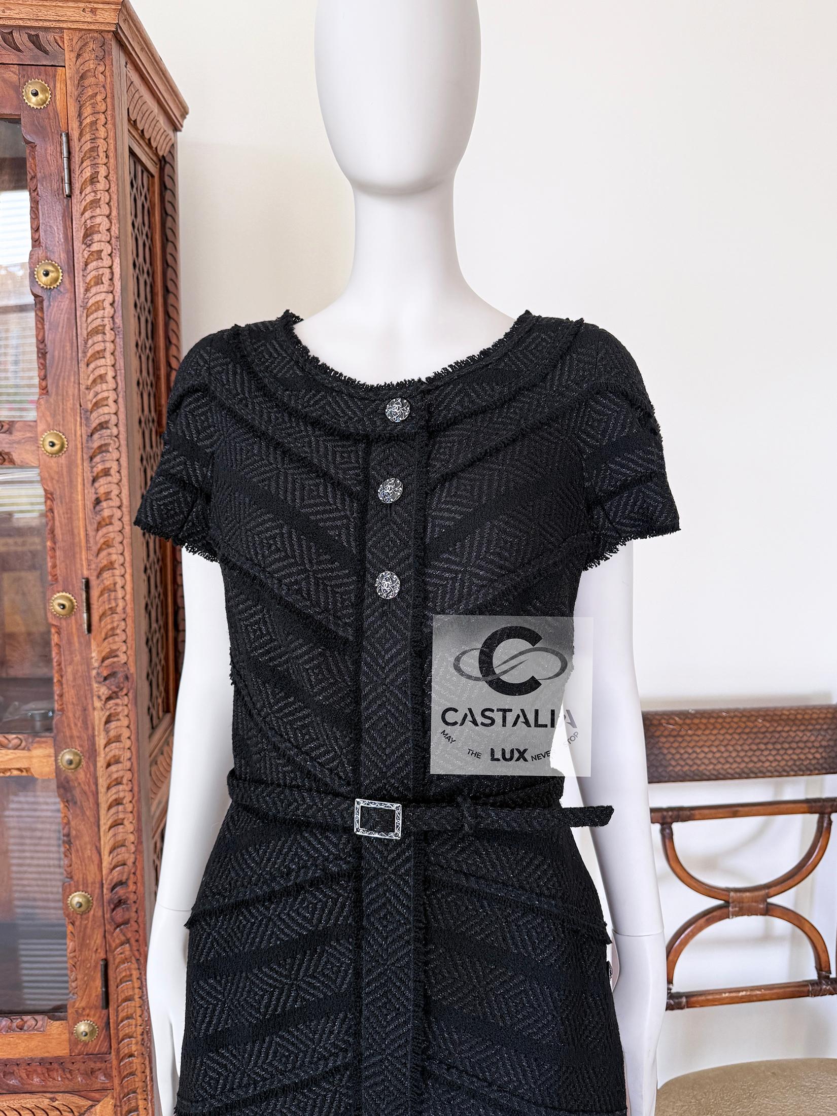 Chanel New Iconic Selena Gomez Style Black Tweed Dress 40 FR 4
