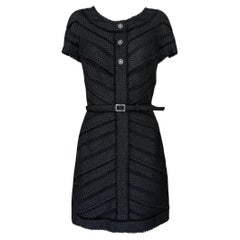 Chanel New Iconic Selena Gomez Style Black Tweed Dress 40 FR