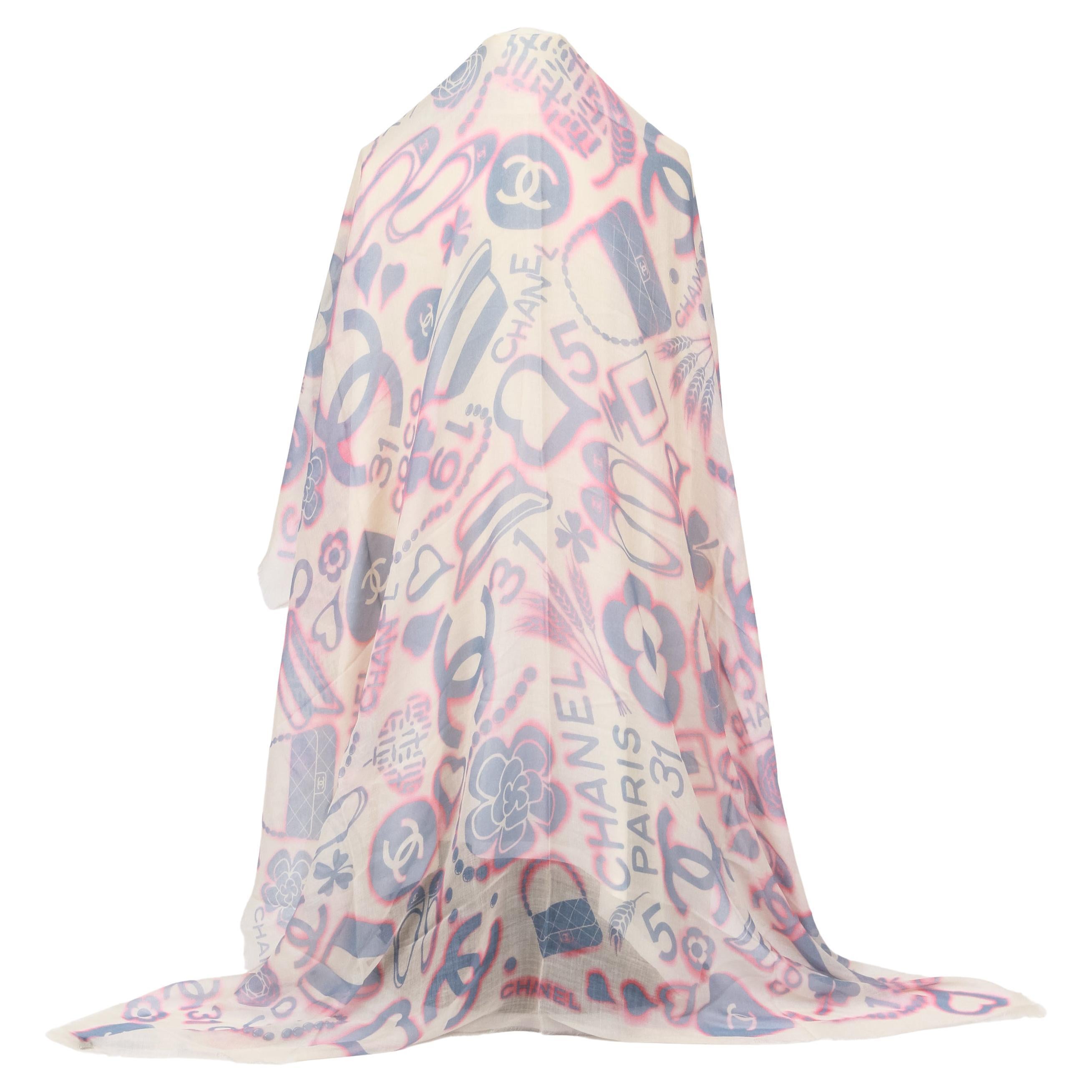 Chanel New Icons Shawl White Celeste For Sale
